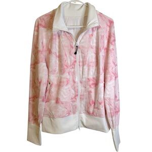 Zella Pink and White Women's Zip-Up Jacket Size XL Sporty Athletic Golf‎ Tennis